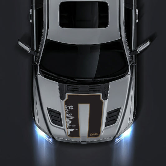 Performance Hood Panel Decal/Sticker - Turkey Skyline - Cut - Border Graphic Kit - For Dodge RAM 1500 2019-2025 - Premium Vinyl