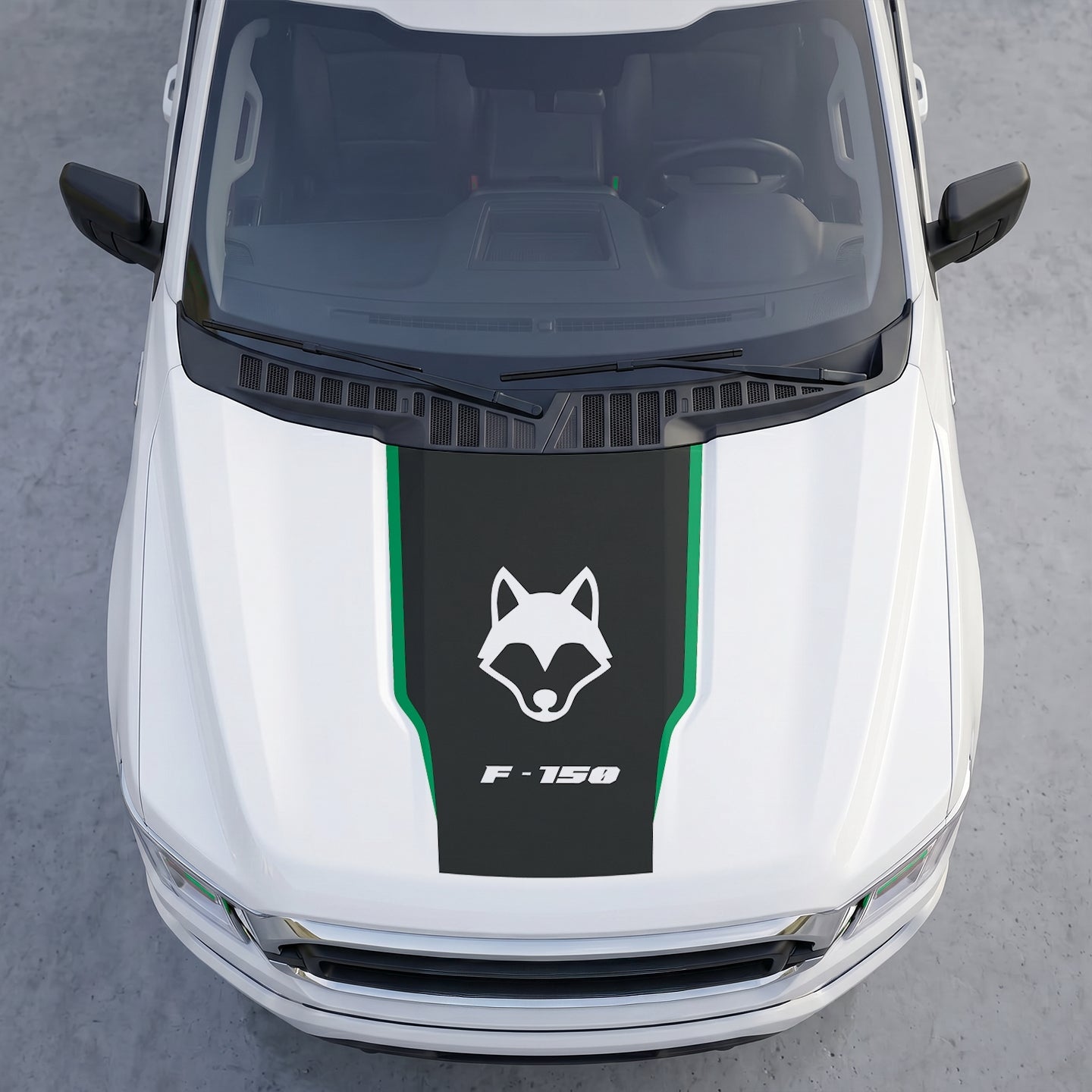 Hood Panel Decal/Sticker - Coyote Wolf Head Hood Decal Wrap – Matte Black Hood Accent Graphic Vinyl Sticker Graphic Kit - For Ford F-150 F150 2015-2020 - Premium Vinyl