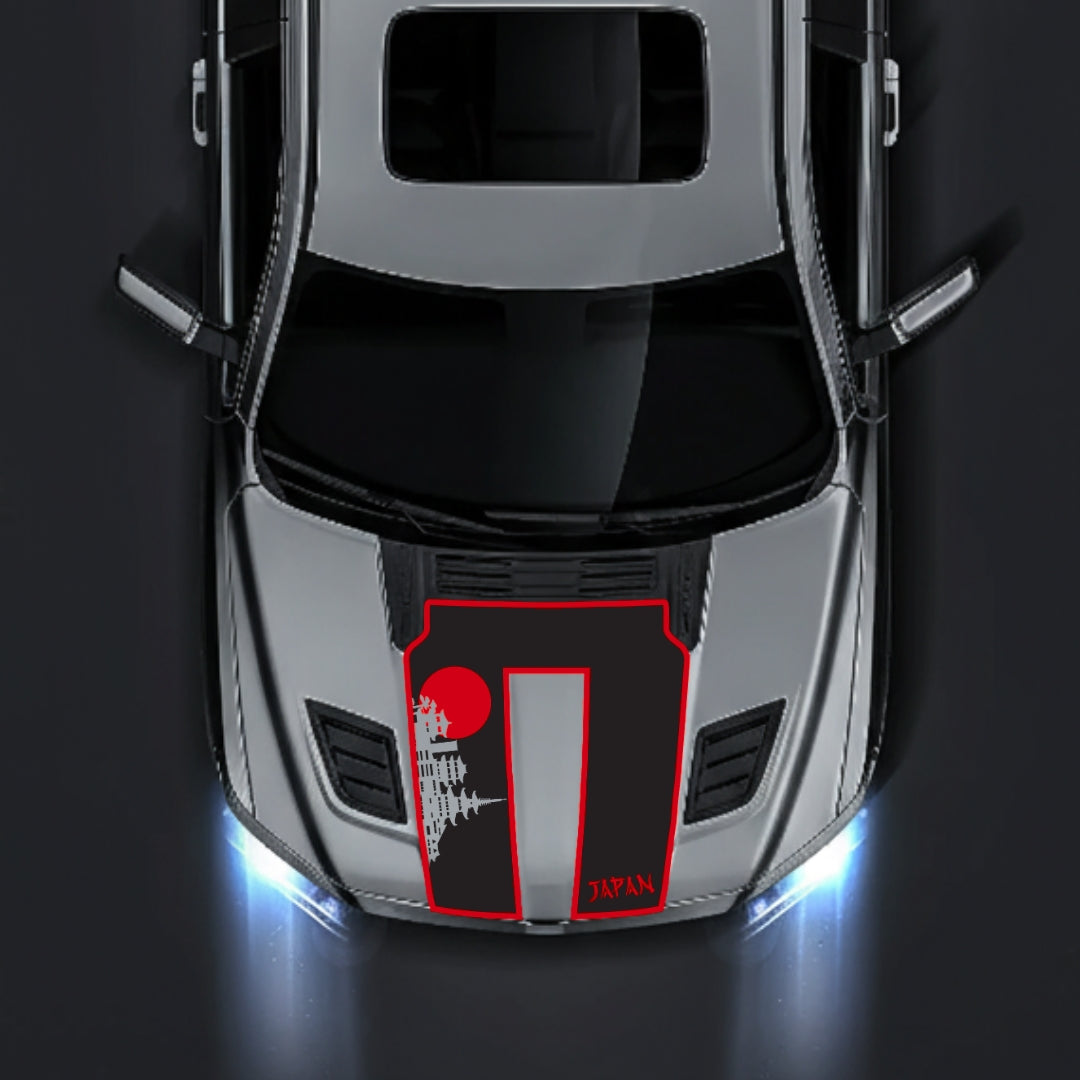 Performance Hood Panel Decal/Sticker - Japan Skyline - Cut - Border Graphic Kit - For Dodge RAM 1500 2019-2025 - Premium Vinyl
