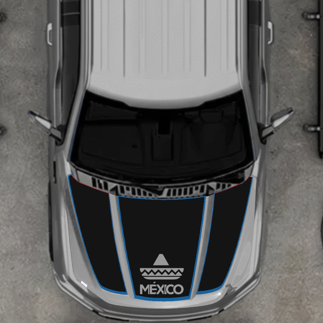 Hood Panel Decal/Sticker - Mexico - Cut - border Graphic Kit - For Ford F-150 2020-2026 - Premium Vinyl