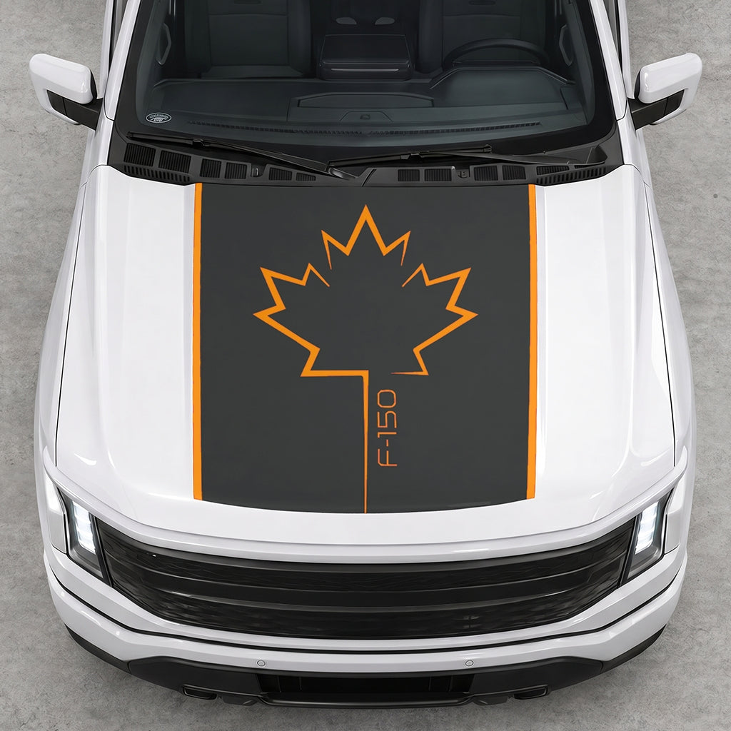 Hood Panel Decal/Sticker - Canada Leaf Graphic Decal Graphic Kit - For Ford F-150 2015-2020 - Premium Vinyl