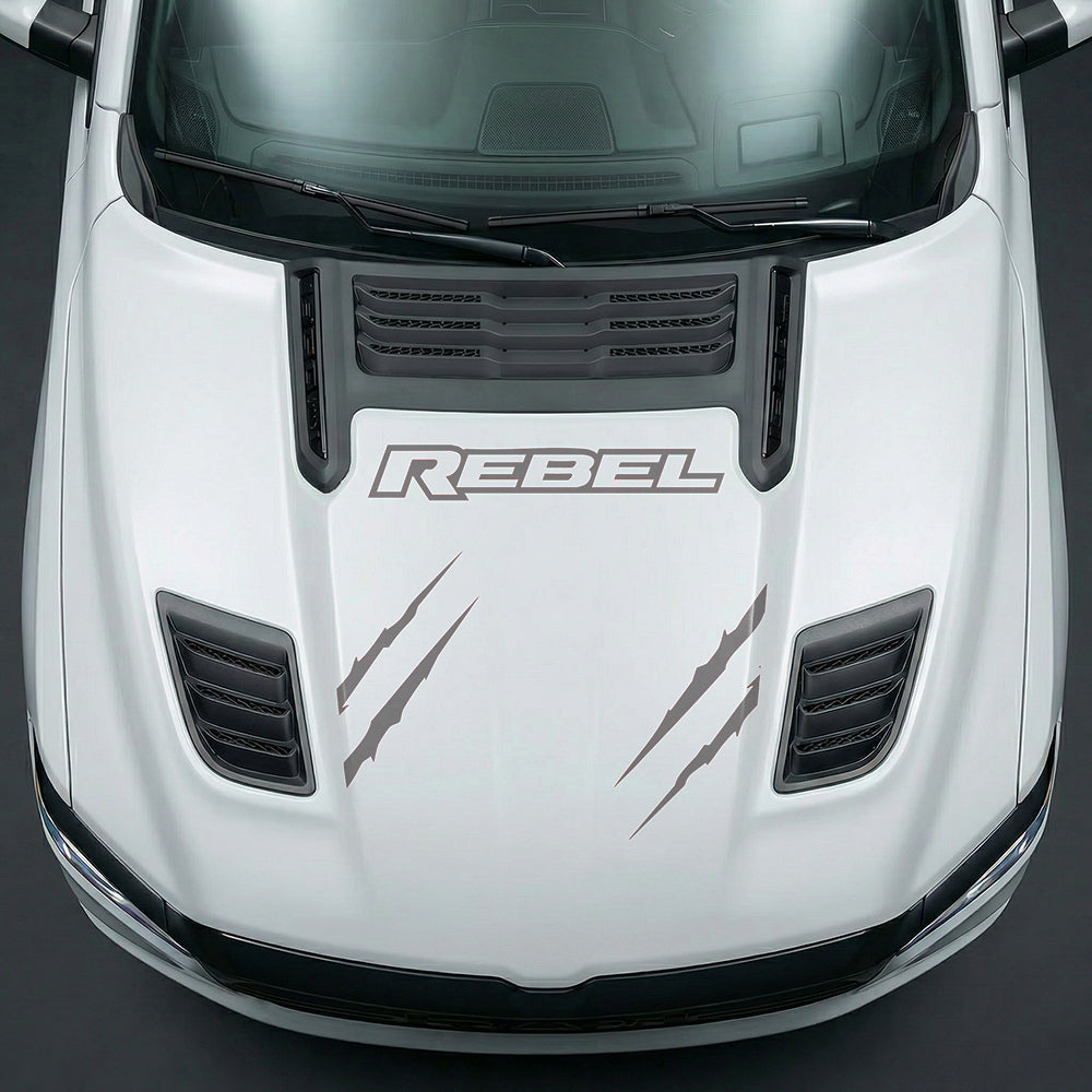 Hood Panel Decal/Sticker - Dodge RAM Rebel Claw Scratch U-Shape Stripe - Cut Graphic Kit - For Dodge Ram 2019-2025 - Premium Vinyl