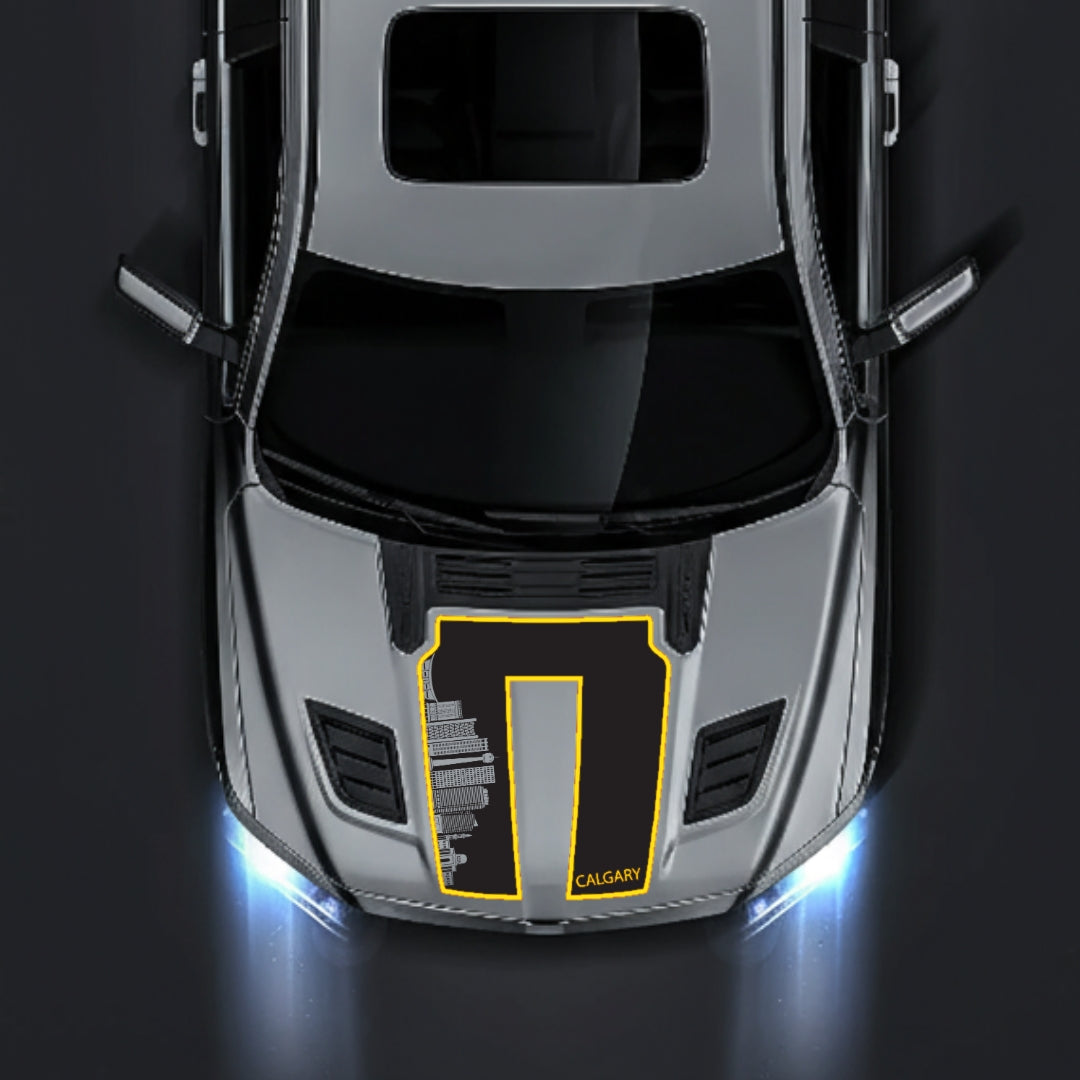 Hood Panel Decal/Sticker - Calgary Skyline - Cut - Border Graphic Kit - For Dodge RAM 1500 2019-2025 - Premium Vinyl