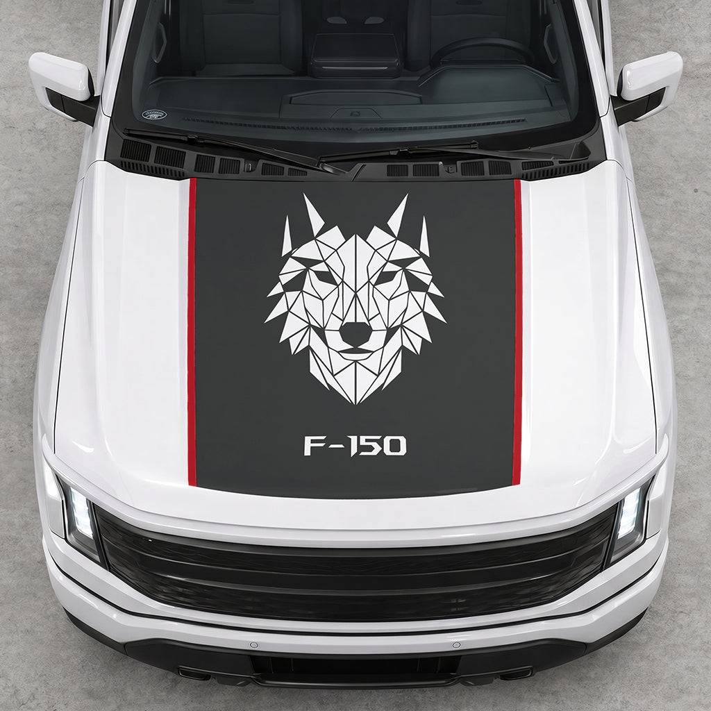 Hood Panel Decal/Sticker - Wolf Head Graphic Decal Graphic Kit - For Ford F-150 2015-2020 - Premium Vinyl