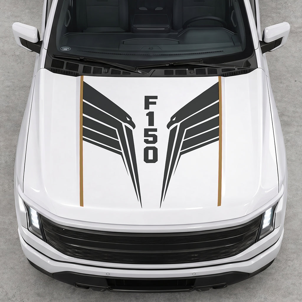 Hood Panel Decal/Sticker - Twin Eagle Wings Graphic Decal Graphic Kit - For Ford F-150 2015-2020 - Premium Vinyl