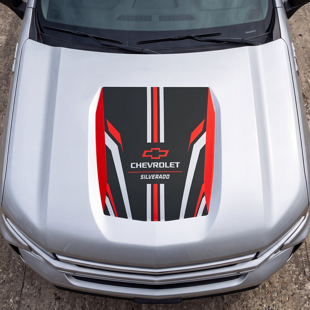Hood Panel Decal/Sticker - Speed Graphic Decal Graphic Kit - For Chevrolet Silverado 2019-2024 - Premium Vinyl
