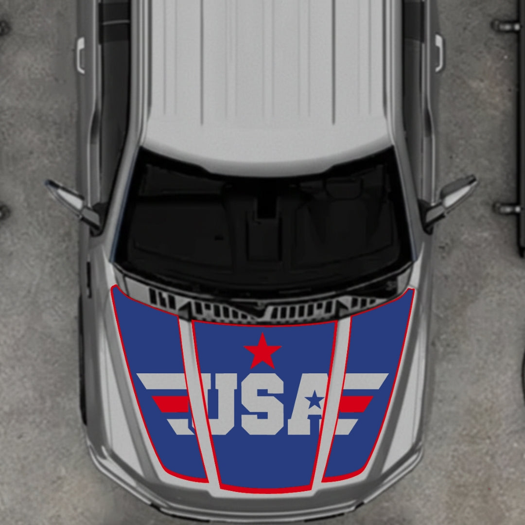 Hood Panel Decal/Sticker - USA Style 4 Graphic Kit - For Ford F-150 2020-2026 - Premium Vinyl