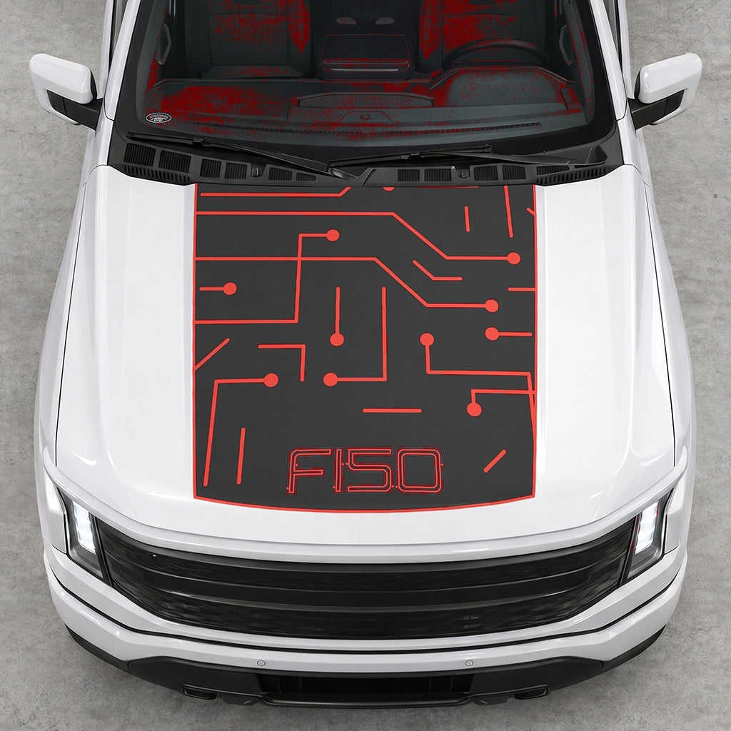 Hood Panel Decal/Sticker - Electric Circuit Graphic Decal Graphic Kit - For FORD F-150 2015-2020 - Premium Vinyl
