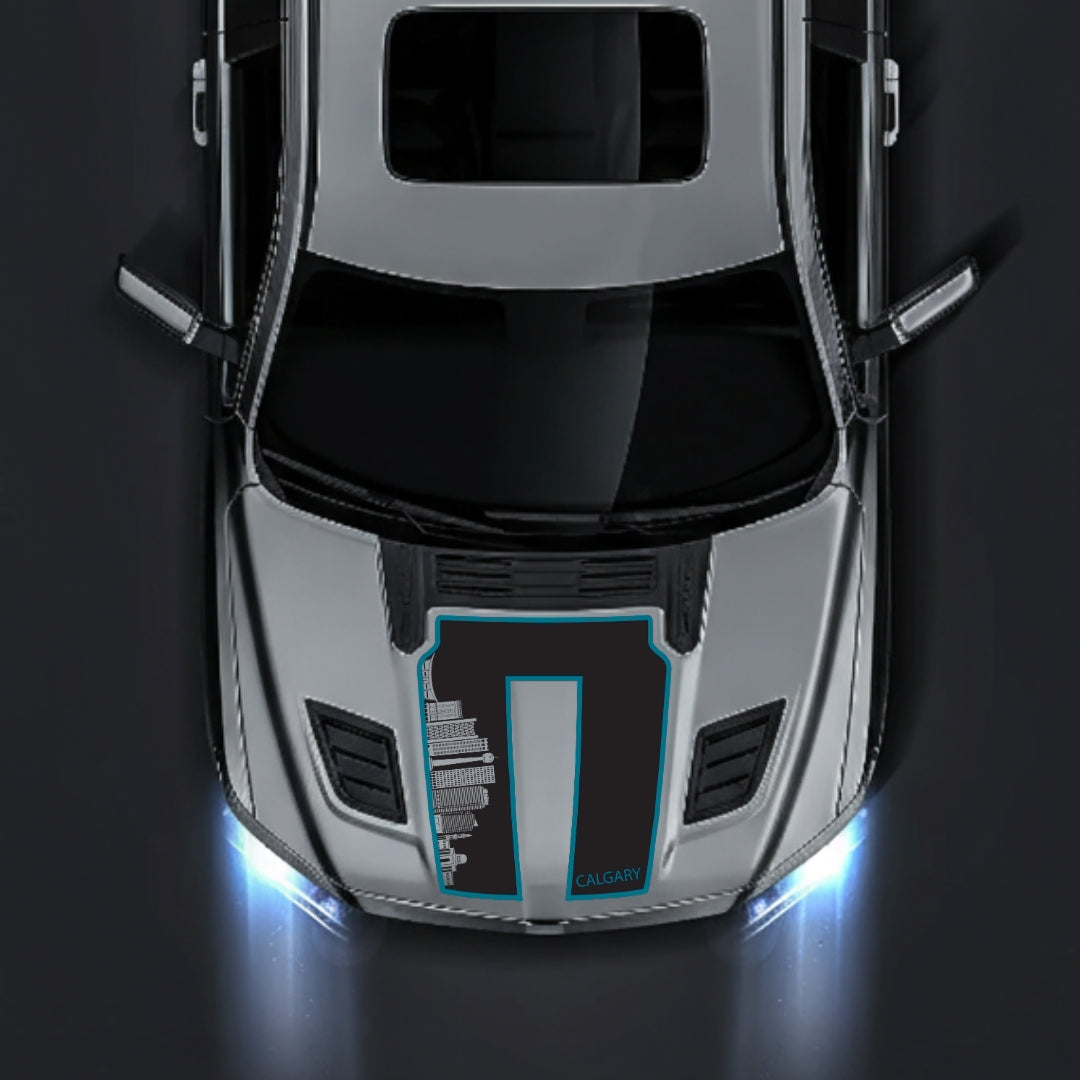 Performance Hood Panel Decal/Sticker - Calgary Skyline - Cut - Border Graphic Kit - For Dodge RAM 1500 2019-2025 - Premium Vinyl
