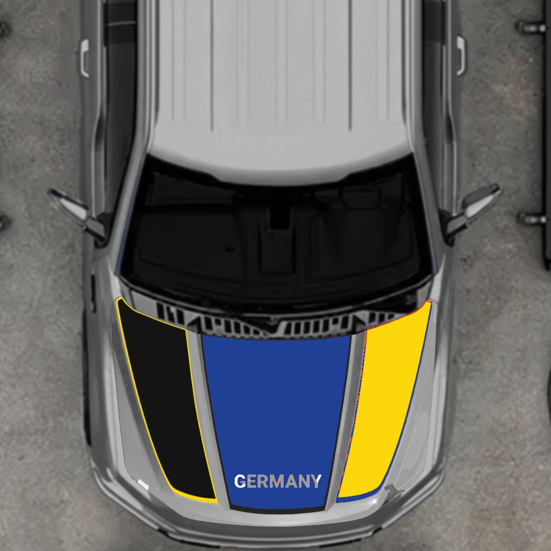 Hood Panel Decal/Sticker - Germany Flag Parts - Border Graphic Kit - For Ford F-150 2020-2026 - Premium Vinyl