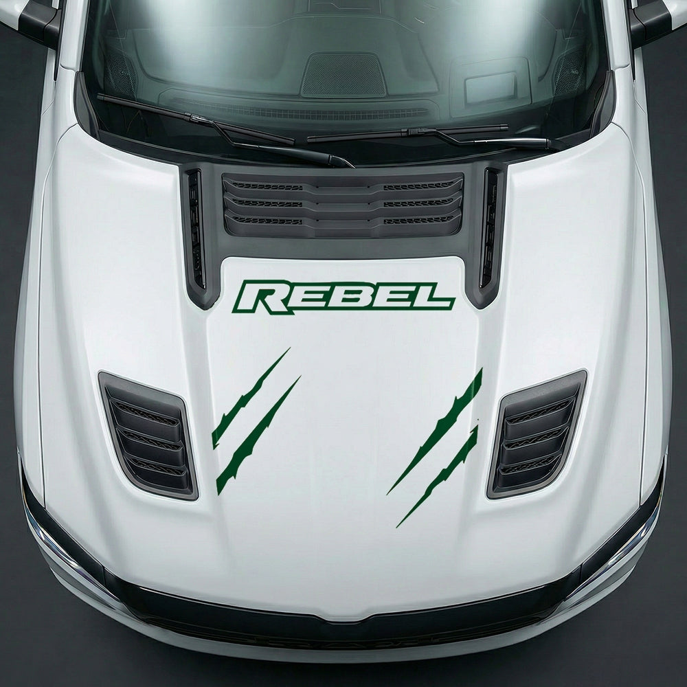 Hood Panel Decal/Sticker - Dodge RAM Rebel Claw Scratch U-Shape Stripe - Cut Graphic Kit - For Dodge Ram 2019-2025 - Premium Vinyl