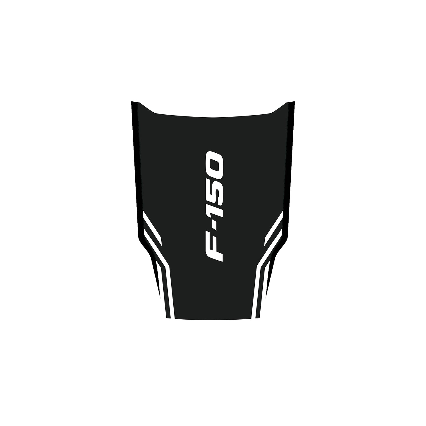 Hood Panel Decal/Sticker - Sport Tech Hood Decal Wrap – Matte Black Center Shield with Slanted Logo & Angled Speed Stripes Graphic Kit - For Ford F-150 F150 2015-2020 - Premium Vinyl