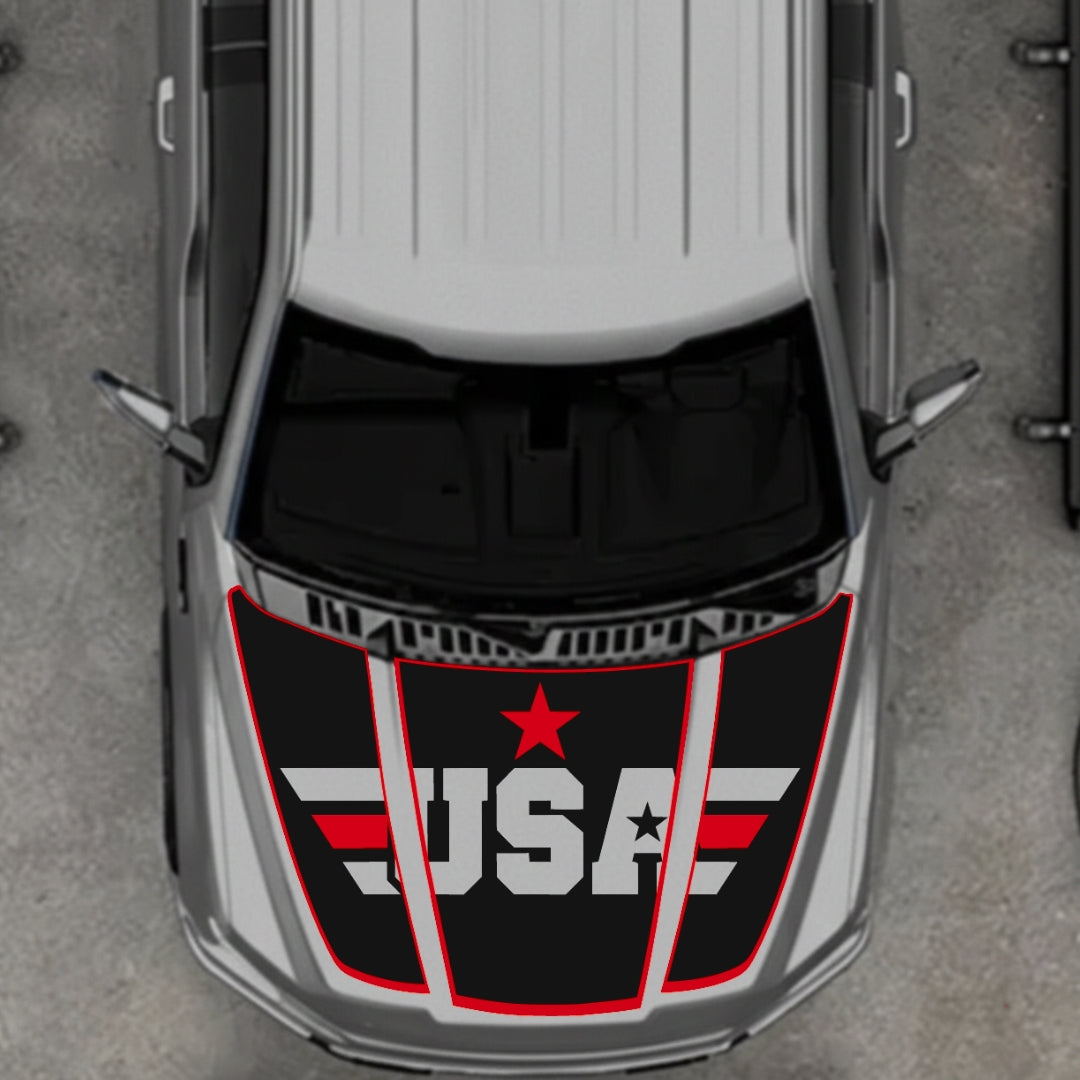 Hood Panel Decal/Sticker - USA Style 6 Graphic Kit - For Ford F-150 2020-2026 - Premium Vinyl