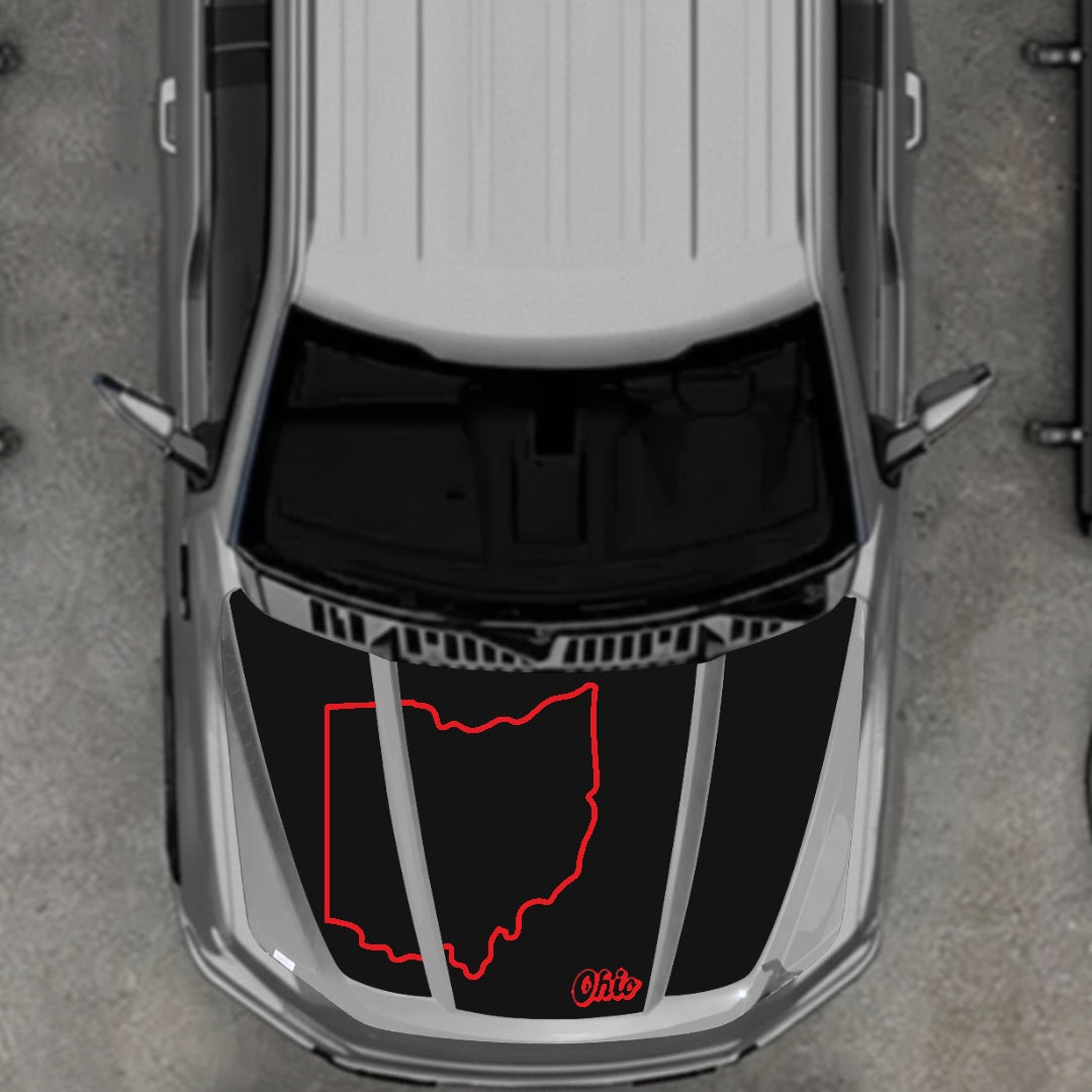 Hood Panel Decal/Sticker - Ohio Graphic Kit - For Ford F-150 2020-2026 - Premium Vinyl