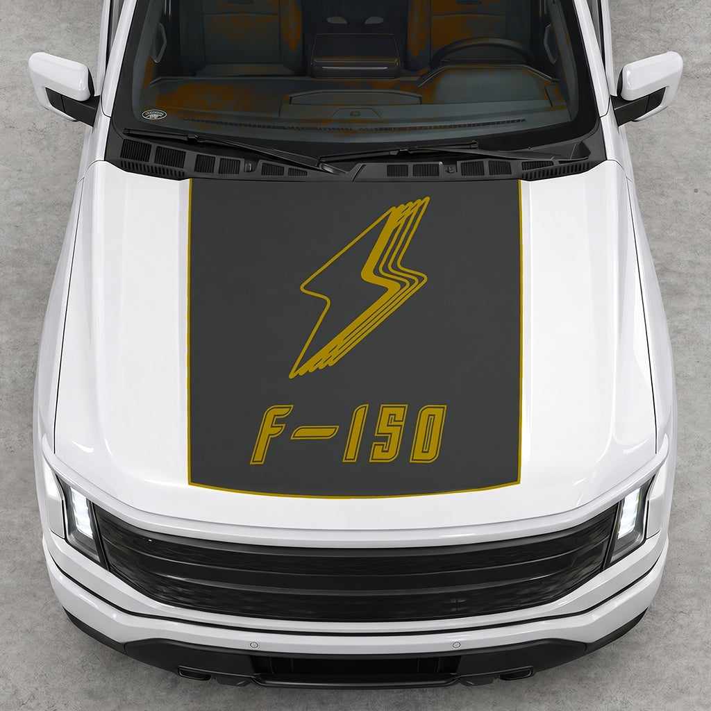 Hood Panel Decal/Sticker - Bordered Electric F150 Graphic Decal Graphic Kit - For FORD F-150 2015-2020 - Premium Vinyl