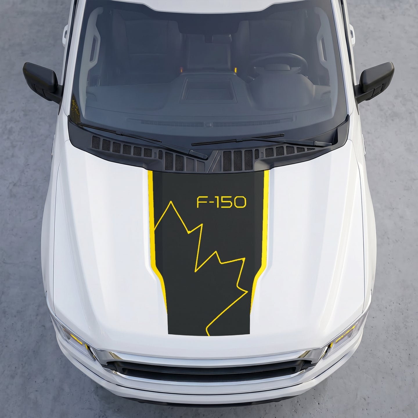 Hood Panel Decal/Sticker - Distressed Maple Leaf Hood Decal – Minimalist Line Canada Flag Graphic Graphic Kit - For Ford F-150 F150 2015-2020 - Premium Vinyl