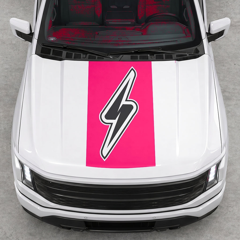 Hood Panel Decal/Sticker - Electric Solid Cut Graphic Decal Graphic Kit - For FORD F-150 2015-2020 - Premium Vinyl