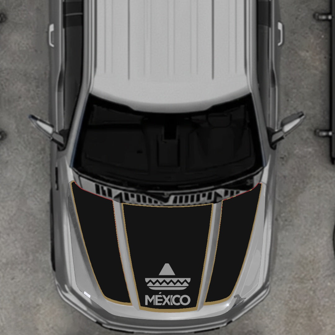 Hood Panel Decal/Sticker - Mexico - Cut - border Graphic Kit - For Ford F-150 2020-2026 - Premium Vinyl
