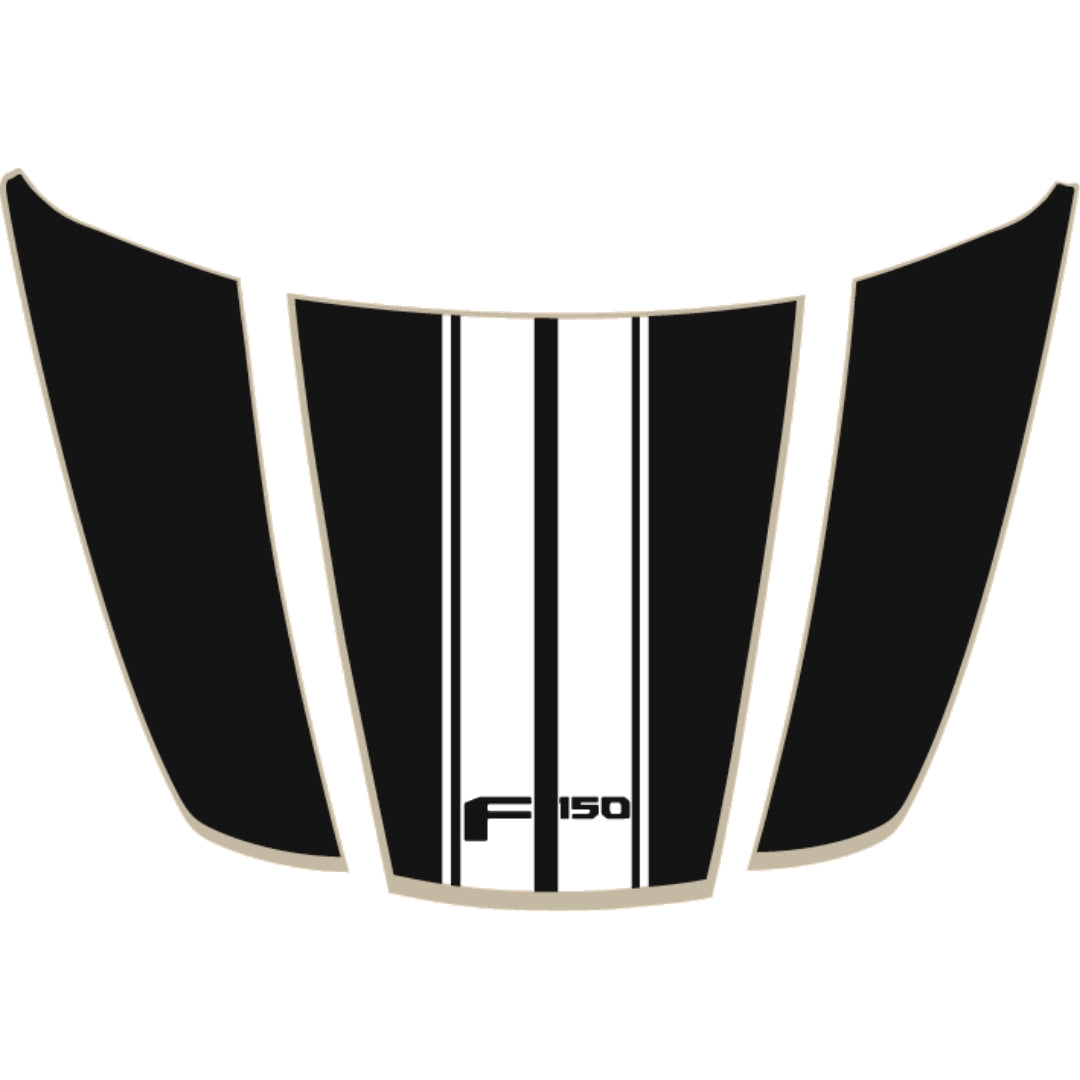 Hood Panel Decal/Sticker - Style 1 - Cut - Border Graphic Kit - For Ford F-150 2020-2026 - Premium Vinyl