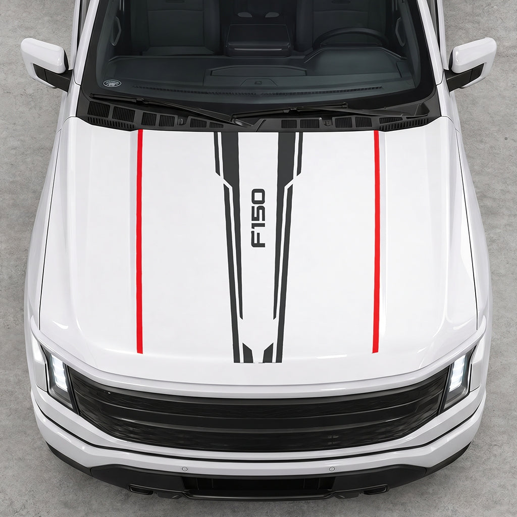 Hood Panel Decal/Sticker - Speed Graphic Decal Graphic Kit - For Ford F-150 2015-2020 - Premium Vinyl