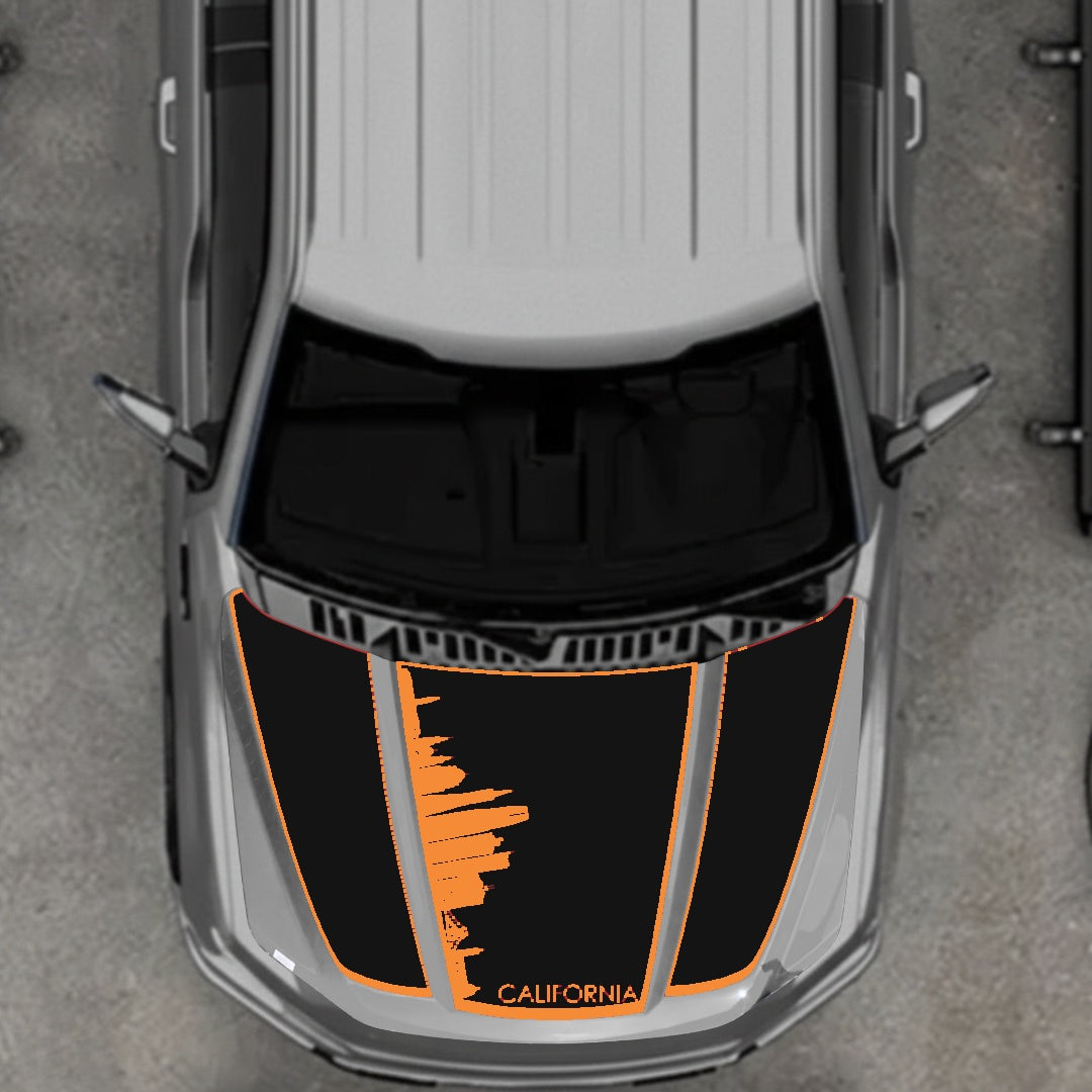 Hood Panel Decal/Sticker - California Skyline - Border Graphic Kit - For Ford F-150 2020-2026 - Premium Vinyl