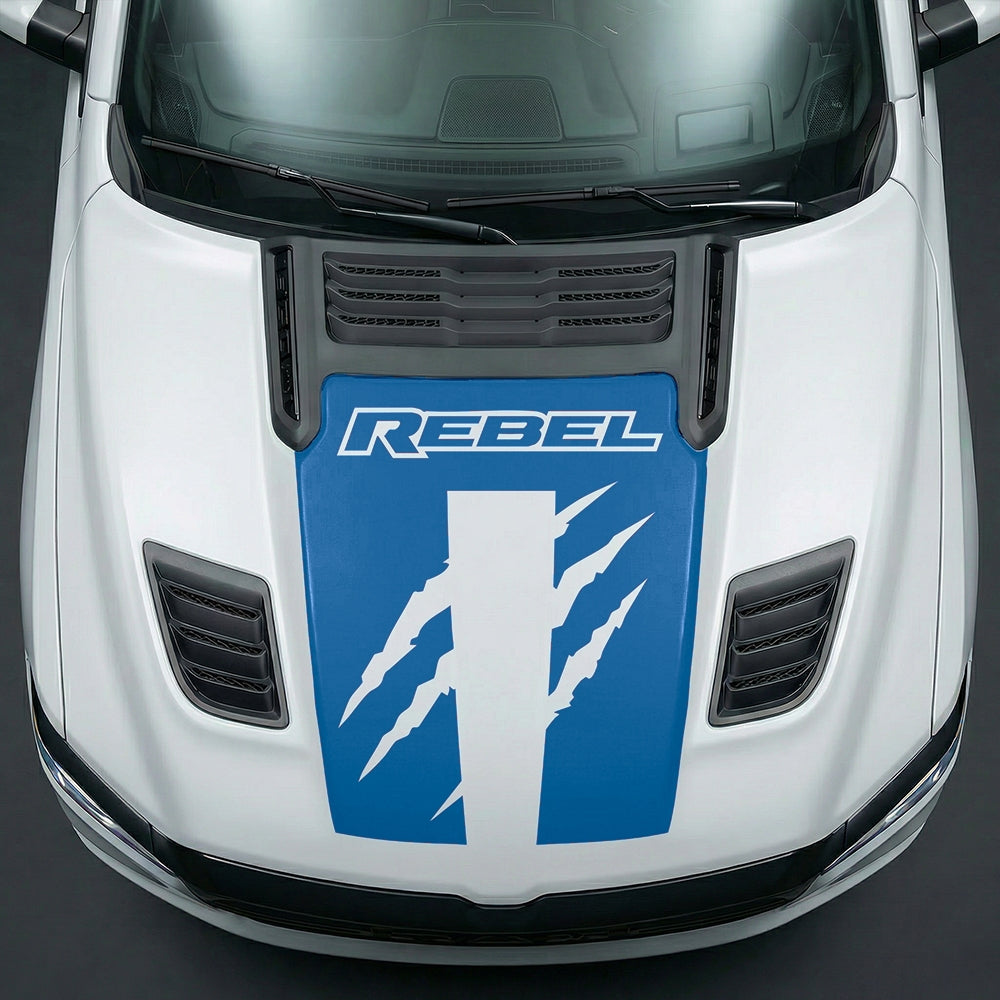 Hood Panel Decal/Sticker - Fierce REBEL Monster Slash Graphic Kit - For Dodge Ram 2019-2025 - Premium Vinyl