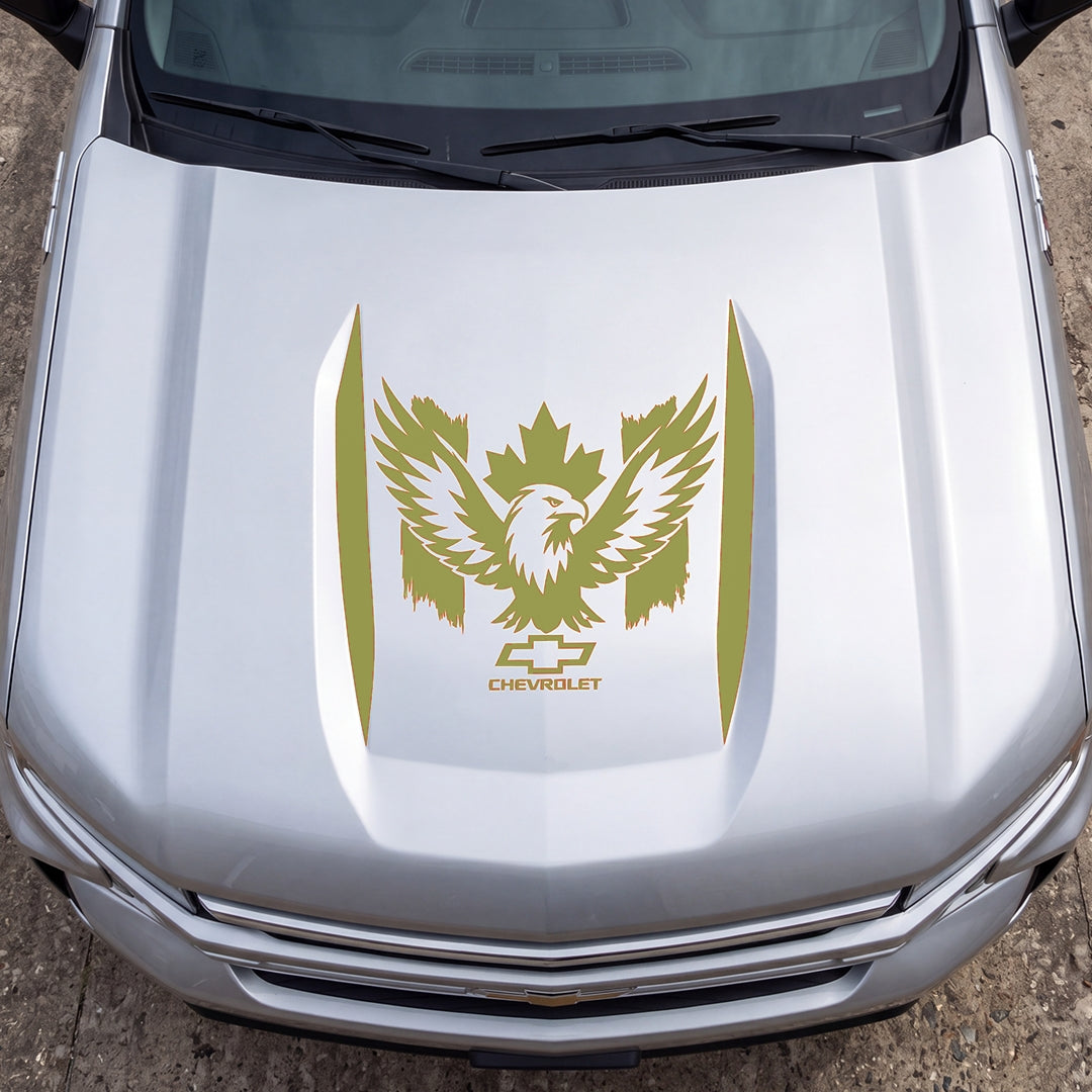 Hood Panel Decal/Sticker - Canadaian Phoenix Graphic Decal Graphic Kit - For Chevrolet Silverado 2019-2024 - Premium Vinyl