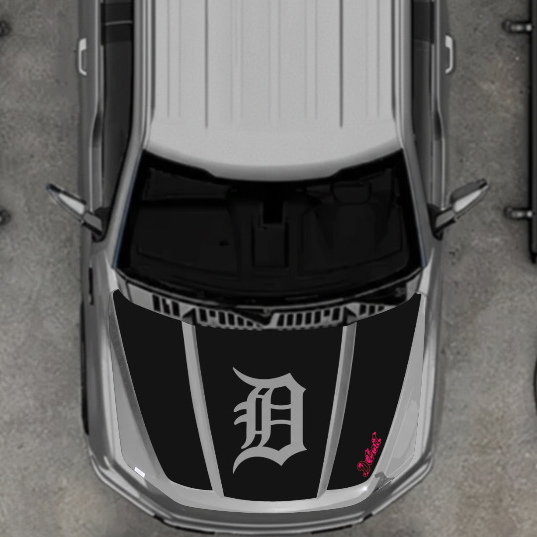 Hood Panel Decal/Sticker - Detroit Intial - Cut Graphic Kit - For Ford F-150 2020-2026 - Premium Vinyl