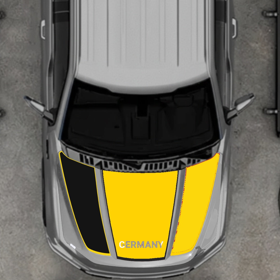 Hood Panel Decal/Sticker - Germany Flag Parts - Border Graphic Kit - For Ford F-150 2020-2026 - Premium Vinyl