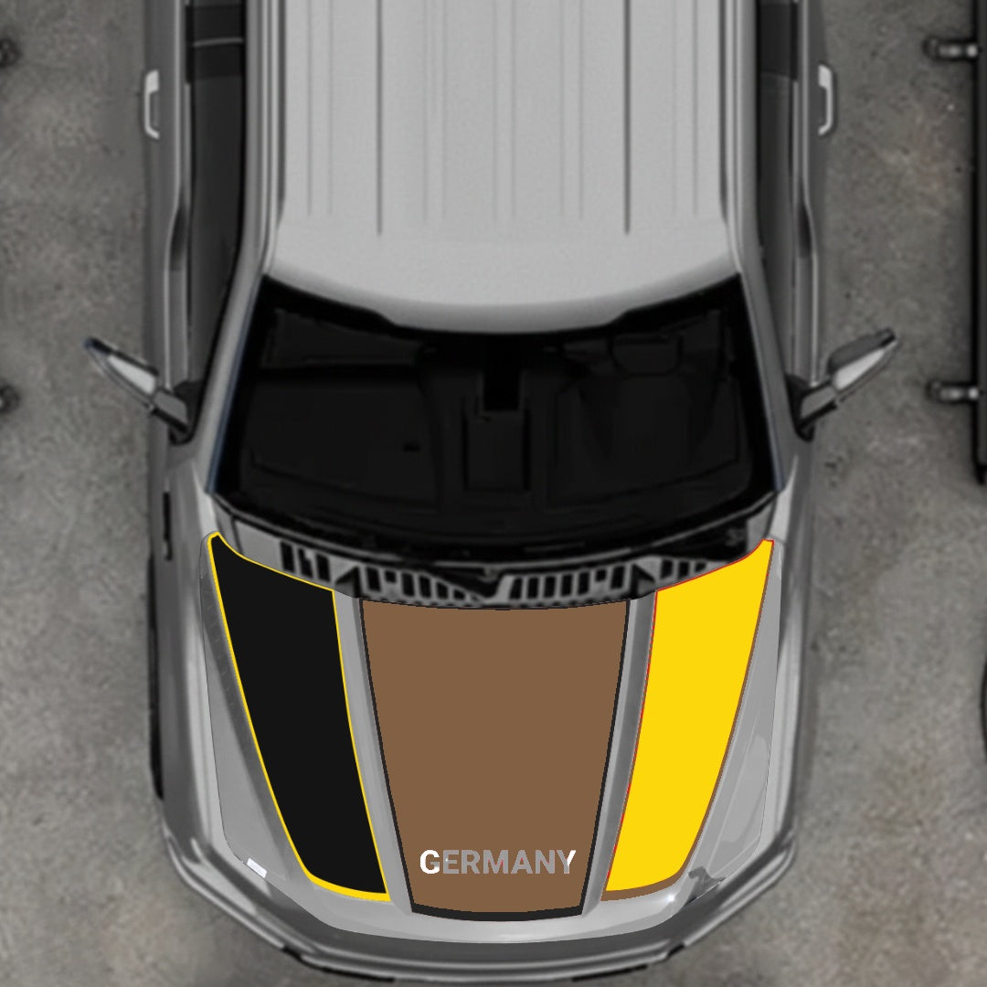 Hood Panel Decal/Sticker - Germany Flag Parts - Border Graphic Kit - For Ford F-150 2020-2026 - Premium Vinyl