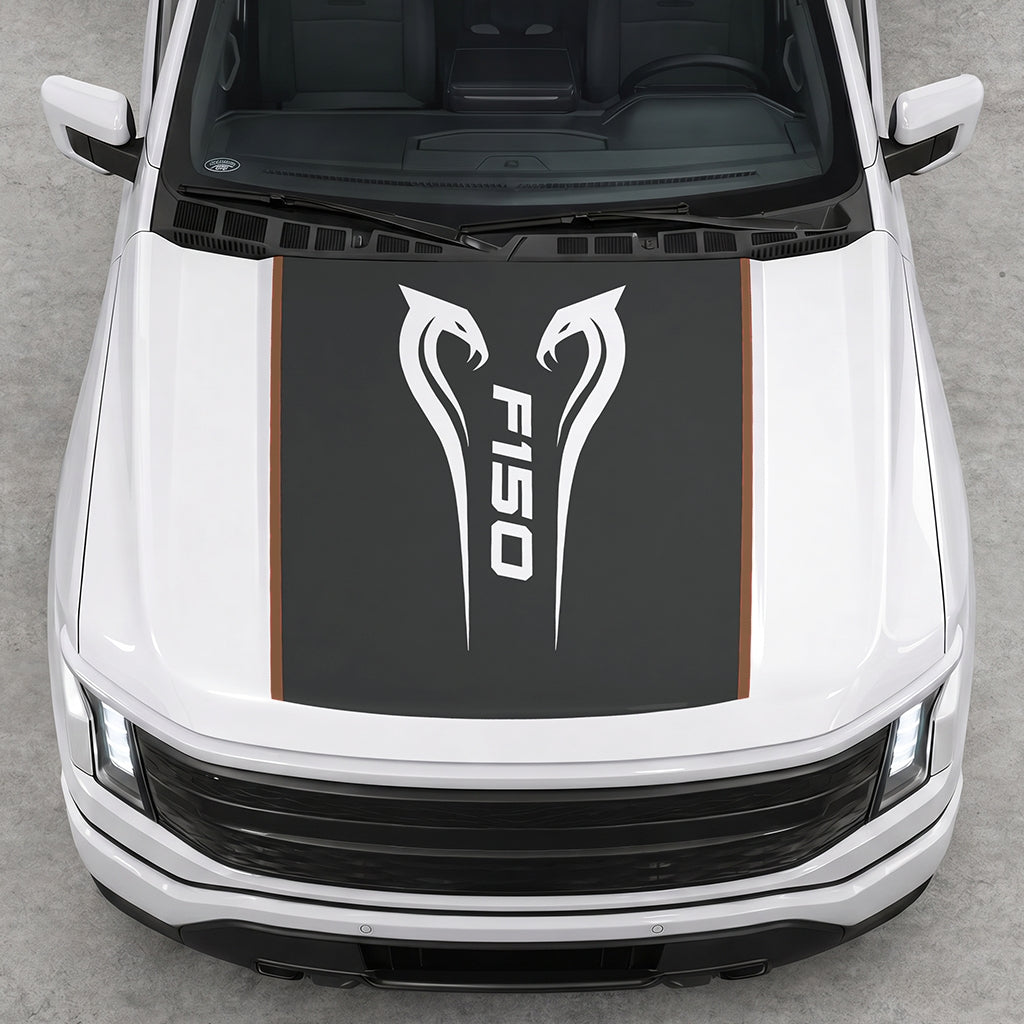Hood Panel Decal/Sticker - Twin Cobra Graphic Decal Graphic Kit - For Ford F-150 2015-2020 - Premium Vinyl