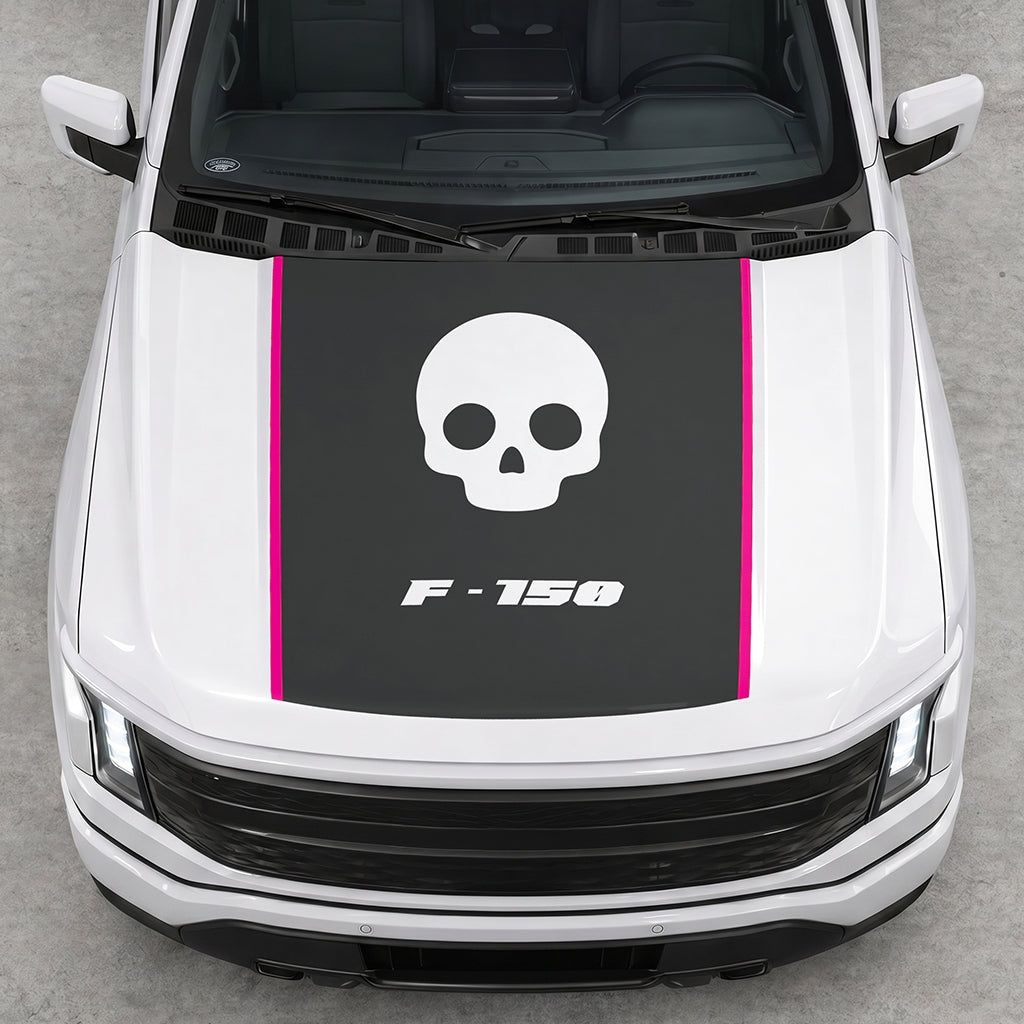 Hood Panel Decal/Sticker - Skull Graphic Decal Graphic Kit - For Ford F-150 2015-2020 - Premium Vinyl