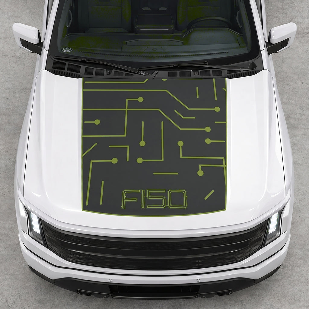 Hood Panel Decal/Sticker - Electric Circuit Graphic Decal Graphic Kit - For FORD F-150 2015-2020 - Premium Vinyl
