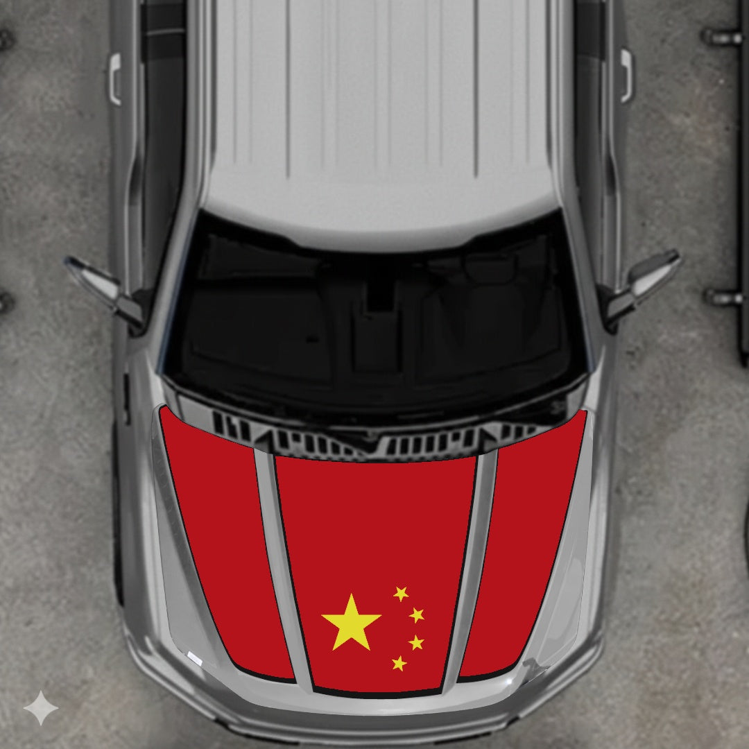 Hood Panel Decal/Sticker - China Flag - Border Graphic Kit - For Ford F-150 2020-2026 - Premium Vinyl