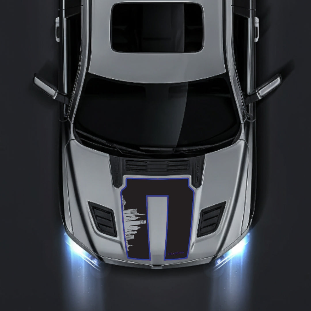 Hood Panel Decal/Sticker - Philadelphia Skyline - Cut - Border Graphic Kit - For Dodge RAM 1500 2019-2025 - Premium Vinyl