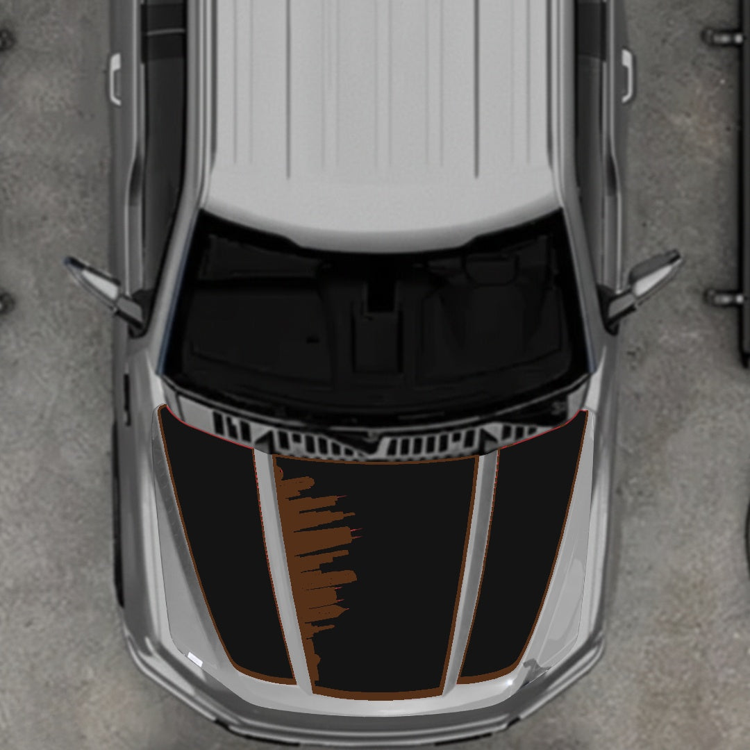 Hood Panel Decal/Sticker - Dubai - Border Graphic Kit - For Ford F-150 2020-2026 - Premium Vinyl
