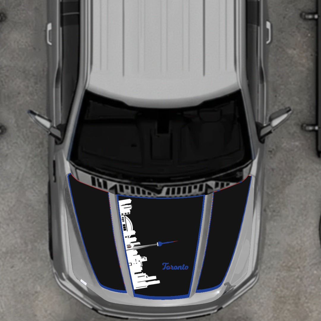 Hood Panel Decal/Sticker - Toronto Skyline - Cut - Border Graphic Kit - For Ford F-150 2020-2026 - Premium Vinyl