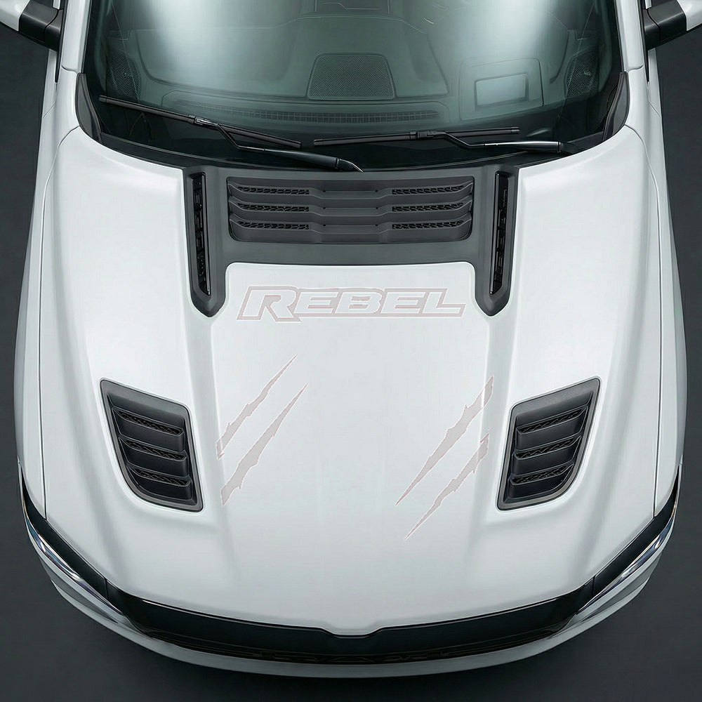 Hood Panel Decal/Sticker - Dodge RAM Rebel Claw Scratch U-Shape Stripe - Cut Graphic Kit - For Dodge Ram 2019-2025 - Premium Vinyl