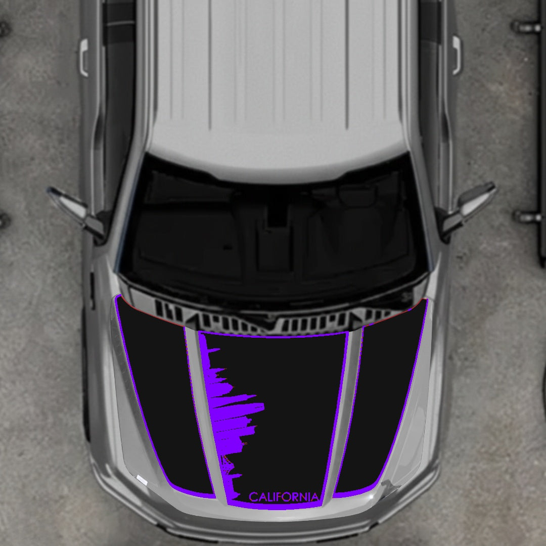 Hood Panel Decal/Sticker - California Skyline - Border Graphic Kit - For Ford F-150 2020-2026 - Premium Vinyl