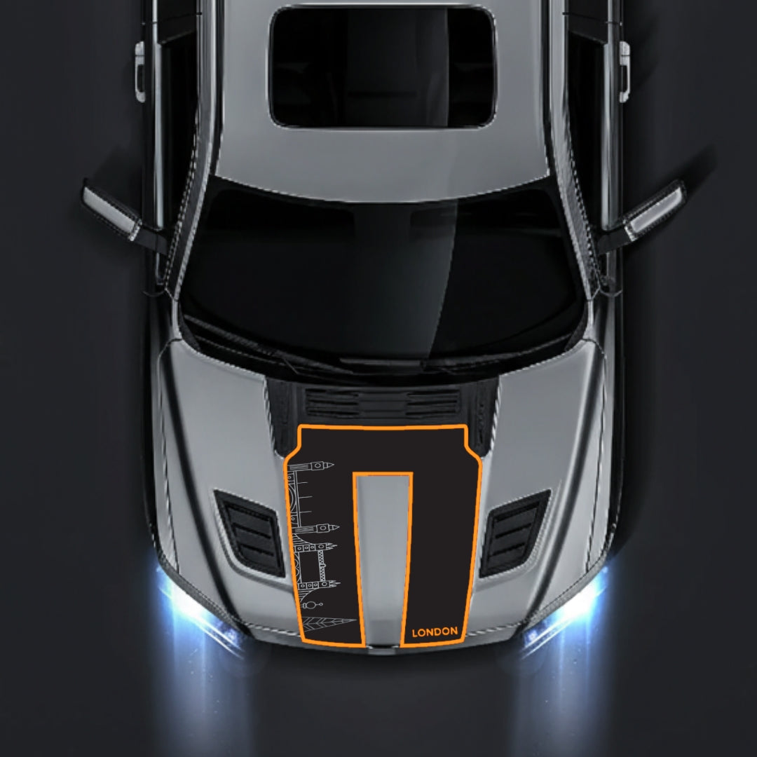 Hood Panel Decal/Sticker - London Skyline - Cut - Border Graphic Kit - For Dodge RAM 1500 2019-2025 - Premium Vinyl