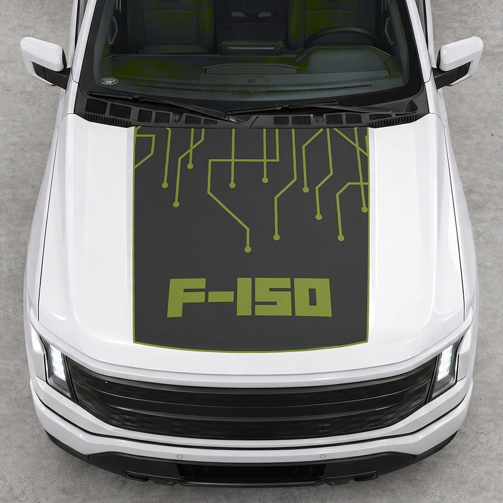 Hood Panel Decal/Sticker - F150 Electric Circuit Graphic Decal Graphic Kit - For FORD F-150 2015-2020 - Premium Vinyl