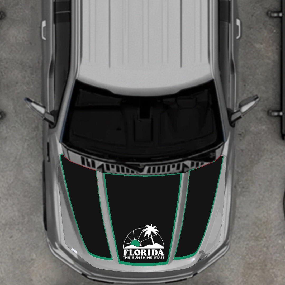 Hood Panel Decal/Sticker - Flordia - Cut - Border Graphic Kit - For Ford F-150 2020-2026 - Premium Vinyl