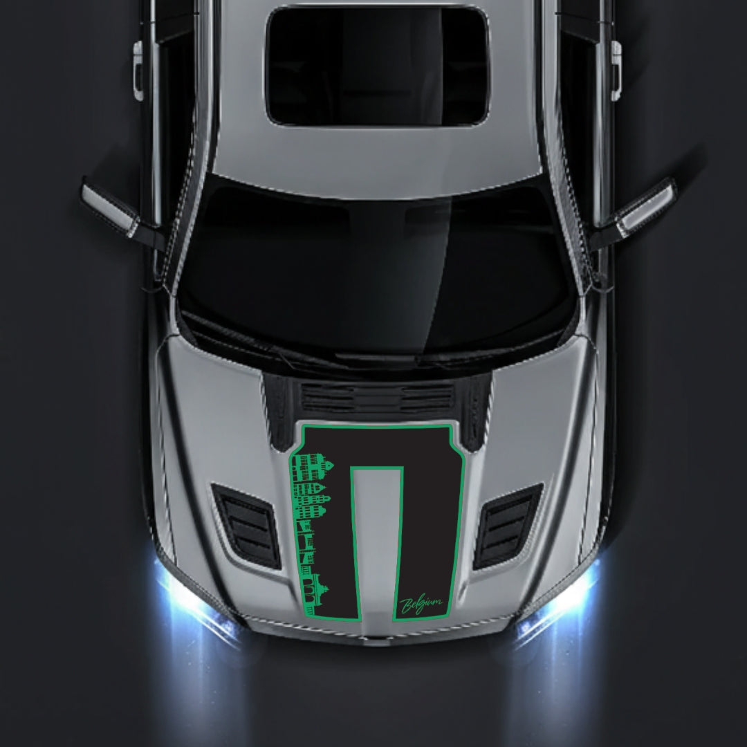 Hood Panel Decal/Sticker - Belgium Skyline - Border Graphic Kit - For Dodge RAM 1500 2019-2025 - Premium Vinyl