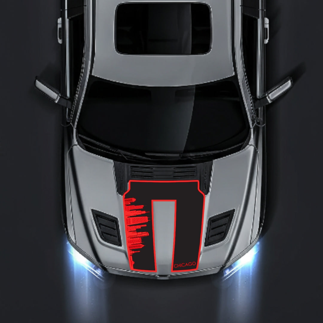 Hood Panel Decal/Sticker - Chicago Skyline - Border Graphic Kit - For Dodge RAM 1500 2019-2025 - Premium Vinyl