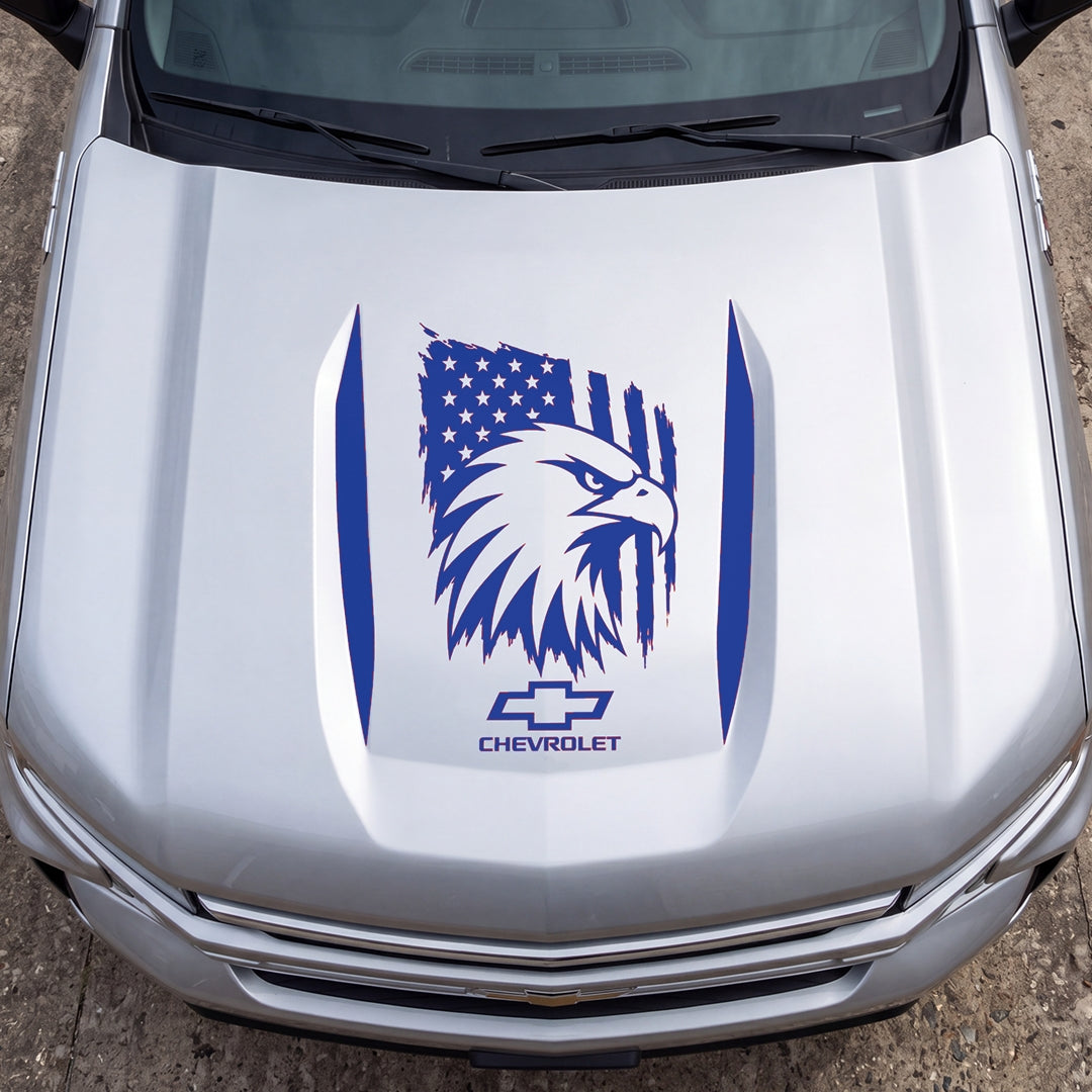 Hood Panel Decal/Sticker - American Eagle Head Graphic Decal Graphic Kit - For Chevrolet Silverado 2019-2024 - Premium Vinyl