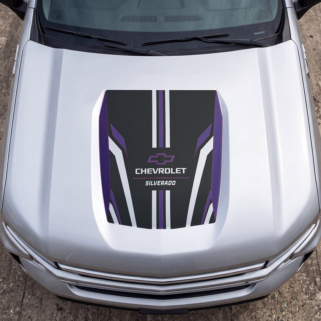 Hood Panel Decal/Sticker - Speed Graphic Decal Graphic Kit - For Chevrolet Silverado 2019-2024 - Premium Vinyl