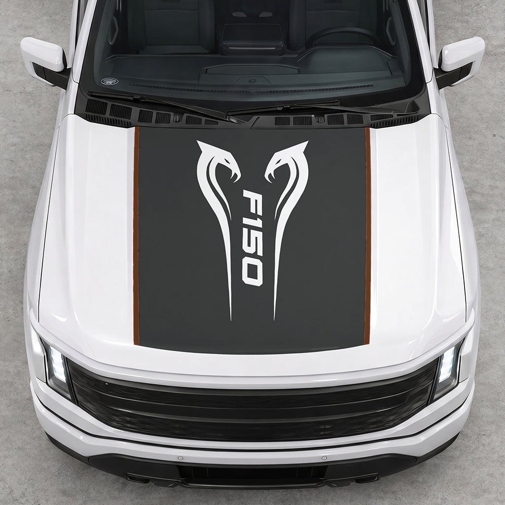 Hood Panel Decal/Sticker - Twin Cobra Graphic Decal Graphic Kit - For Ford F-150 2015-2020 - Premium Vinyl