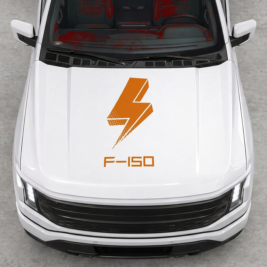 Hood Panel Decal/Sticker - Cut Bold Electric Graphic Decal Graphic Kit - For FORD F-150 2015-2020 - Premium Vinyl