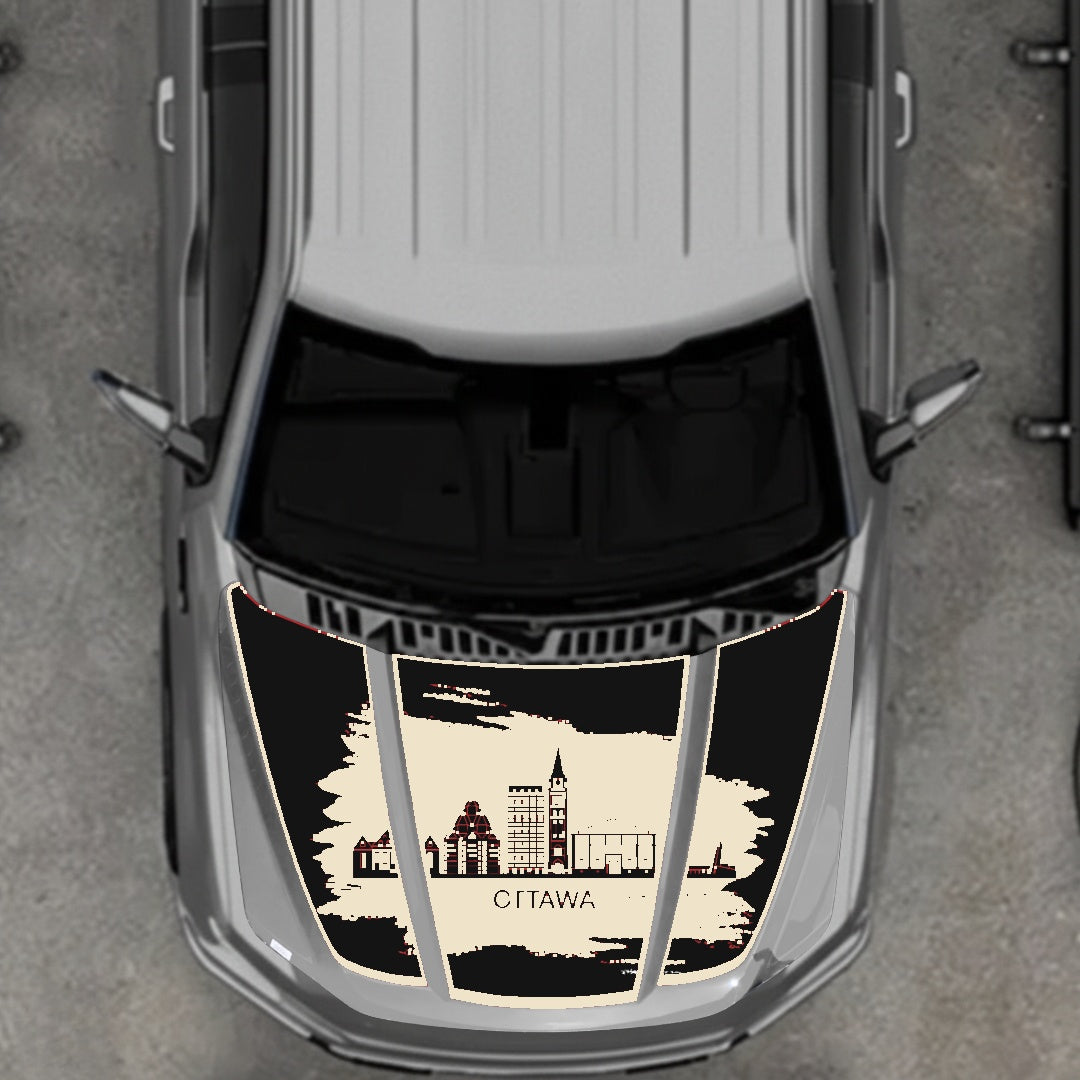 Hood Panel Decal/Sticker - Ottawa - Border Graphic Kit - For Ford F-150 2020-2026 - Premium Vinyl