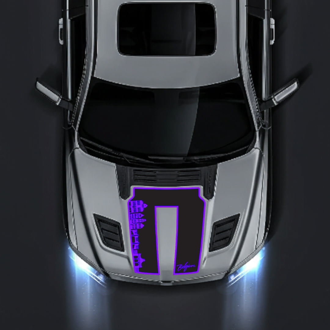 Performance Hood Panel Decal/Sticker - Belgium Skyline - Border Graphic Kit - For Dodge RAM 1500 2019-2025 - Premium Vinyl